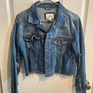 Forever 21 Blue Distressed Jean Jacket